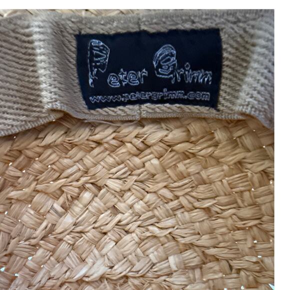Peter Grimm Raffia Sun Hat with Black Ribbon Bow Size Medium - Picture 6 of 6